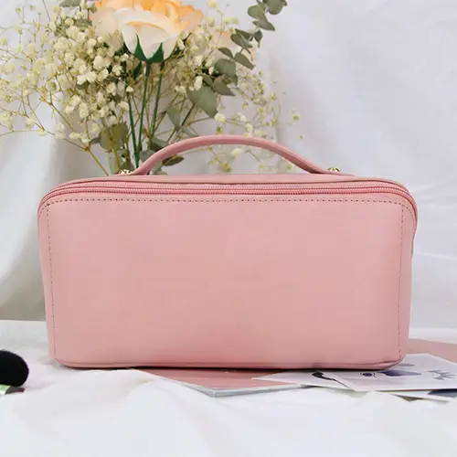 Bearky New Portable Organ Pillow Travel PU Leather Makeup Cosmetic Bag For Travel